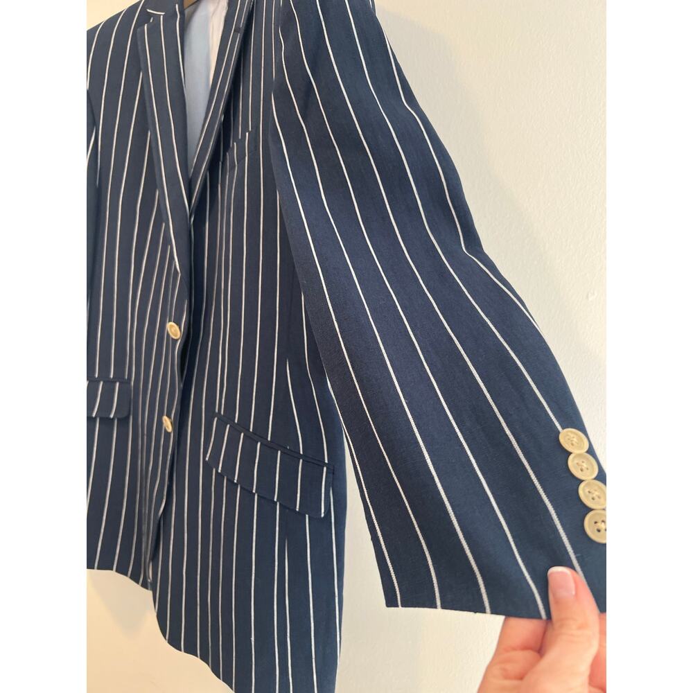Hickey Navy Blue & White Suit Jacket 3 Buttons Size 42R JL - Picture 4 of 12